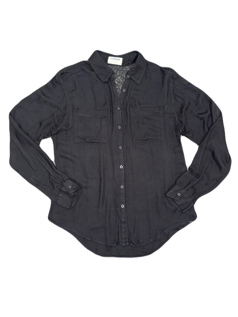 Garage Long Sleeve Button Front Blouse Top Size XS Lace Dark Romantic FLAWED